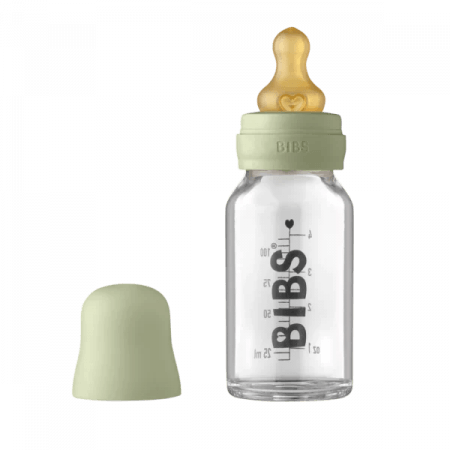 BIBS stiklinis buteliukas, 110 ml, Sage 5713795235872