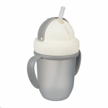 CANPOL BABIES puodelis su silikoniniu šiaudeliu MATTE PASTELS, pilkas, 9 mėn+, 210 ml, 56/522_grey 56/522_grey