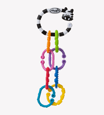 PLAYGRO vežimėlio žaislas Zebra 9 Links Swing Tag Clip Strip, 01845584649 
