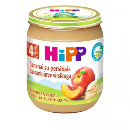 HiPP ekologiška bananų ir persikų tyrelė 4m+ 125g 4396 4396