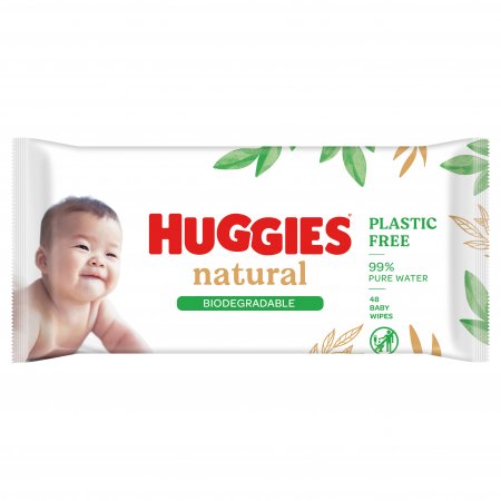 HUGGIES drėgnos kūdikių servetėlės NATURAL BIODEGRADABLE, 48 vnt., 3718002 3718002
