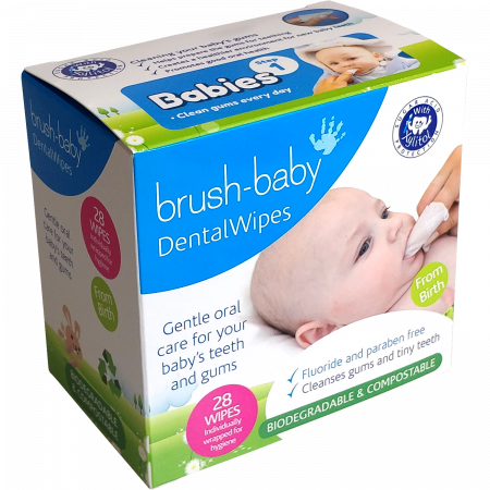 BRUSH-BABY servetėlės kūdikių dantenoms, 28 vnt. 5060178100112