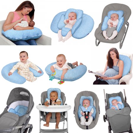 CLEVAMAMA maitinimo pagalvė ir kūdikio lizdelis ClevaCushion™, BlueConfetti, 3012 3012