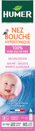 HUMER hipertoninis jūros vanduo užsikimšusiai nosiai kūdikiams ir vaikams, 50 ml, 107256 107256