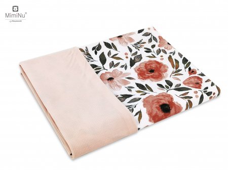 MIMINU pledas, pagalvė ir pagalvės užvalkalas Begonia Flower 75x100, 30x40cm 5907501420212