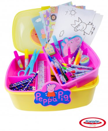PEPPA PIG kūrybinė dėžutė su piešimo priemonėmis, 60 det., CPEP013 CPEP013