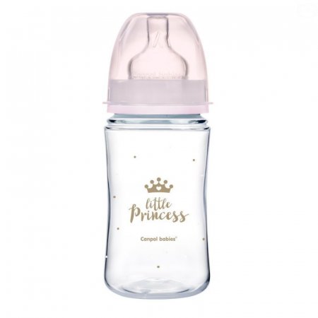 CANPOL BABIES plataus kaklelio buteliukas EASYSTART ROYAL BABY, 240 ml, 35/234_pin 35/234_pin
