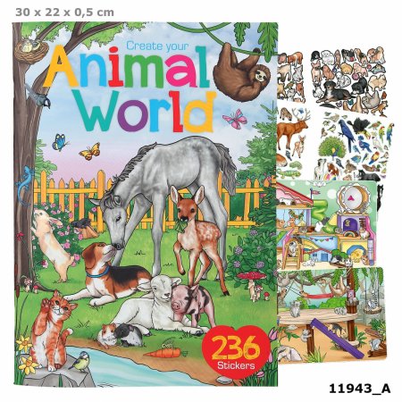 DEPESCHE Create Your Animal World spalvinimo knyga, 11943 11943