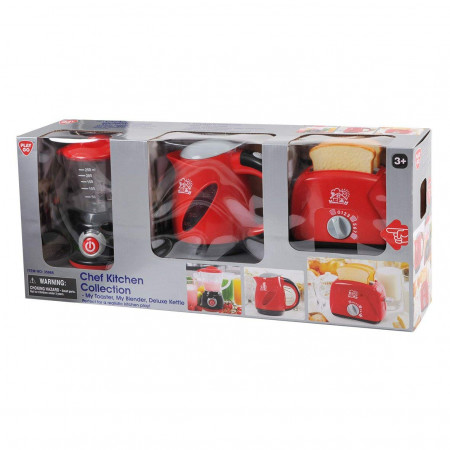 PLAYGO virtuviniai prietaisai (blenderis, virdulys, mikseris ir tosteris) raudonos spalvos, 38266 38266