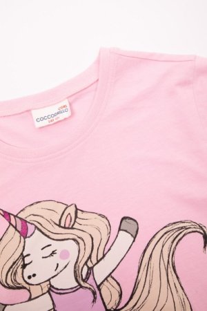 COCCODRILLO marškinėliai trumpomis rankovėmis EVERYDAY GIRL, rožiniai, WC3143203EVG-007-0 