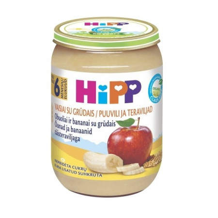 HiPP ekologiška obuolių ir bananų tyrelė su grūdais 6m+ 190g 4803 4803