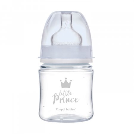 CANPOL BABIES plataus kaklelio buteliukas EASYSTART ROYAL BABY, 120 ml, 35/233_blu 35/233_blu