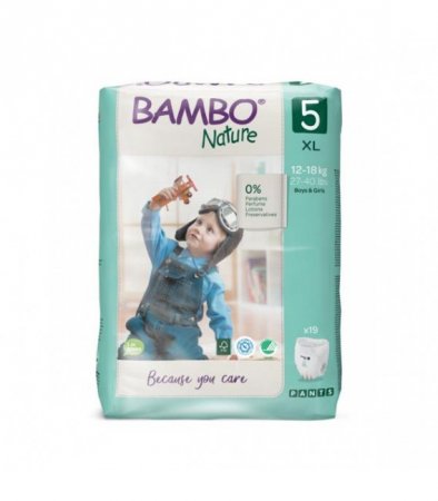 Bambo sauskelnės-kelnaitės Nature Pants, dydis 5,  12-18 kg 19 vnt. 5703538244919