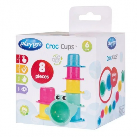 PLAYGRO vonios žaislas Croc Cups, 8 dalys, 018026907 018026907