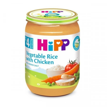 HiPP ekologiška daržovių tyrelė su ryžiais ir vištiena 190g 4m+ 6250 6250