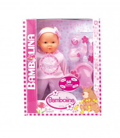 BAMBOLINA kalbanti lėlė Rose Baby Girl su aksesuarais, 38cm (LT 50 žodžių), BD360LT BD360LT