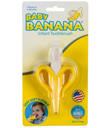 BABY BANANA dantų šepetėlis kūdikiams Banana Original 3-12 m. BR003 BR003