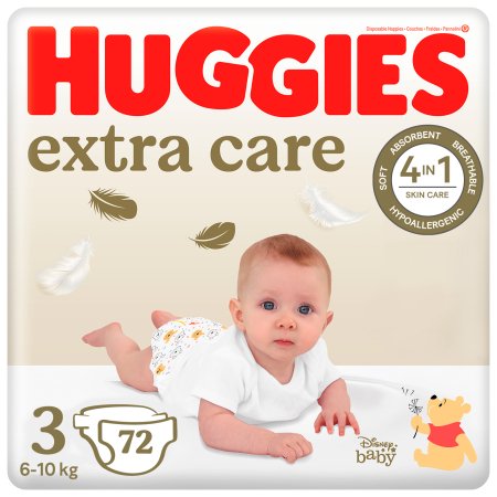 HUGGIES sauskelnės EXTRA CARE 3, 6-10kg, 72vnt., 2590051 2590051