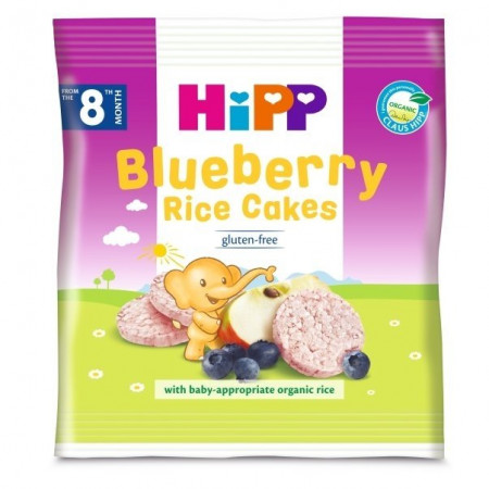 HiPP ekologiški ryžių - mėlynių paplotėliai 8m+ 30g 3569 3569